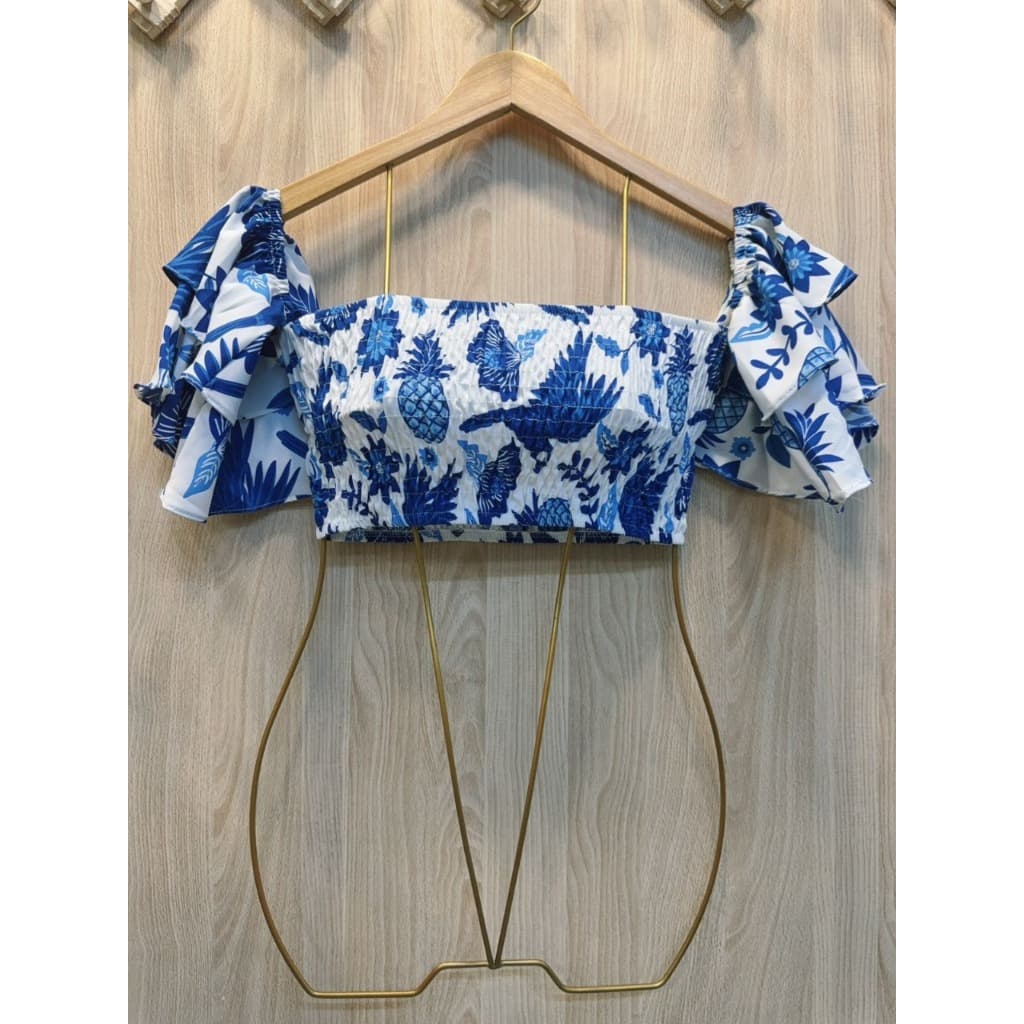 Blusinha Top Cropped Floral Estampada Moda Feminina