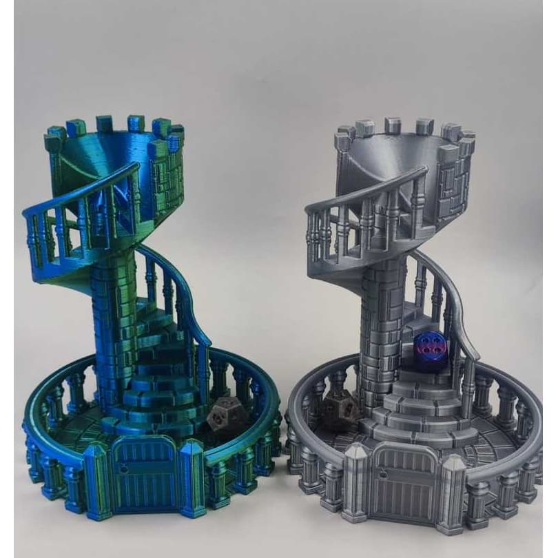 Castelo de dados escadaria modelo com balaustre e porta decorativa RPG Board games torre de dados