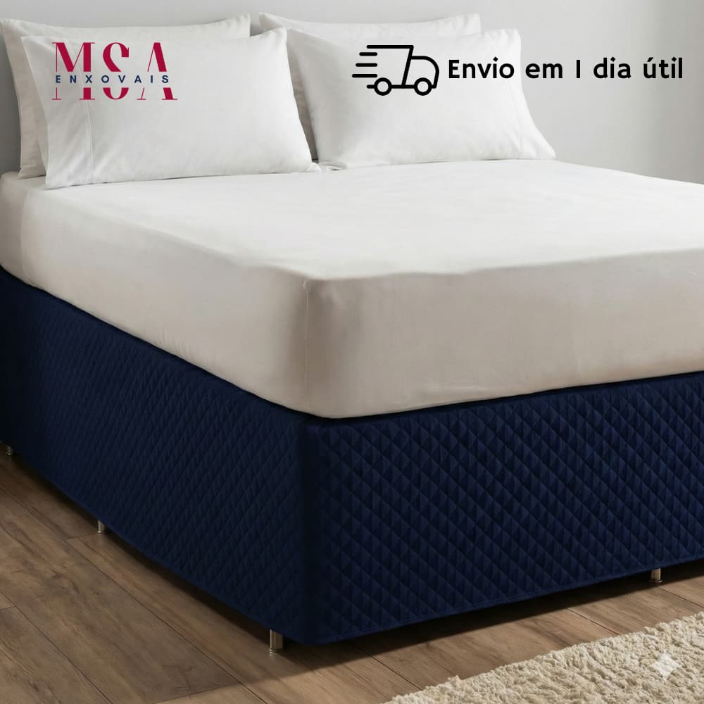 Saia Para Cama Casal Protetor Para Box Matelado Ultrassônico Com Elástico Microfibra 100% Poliéster