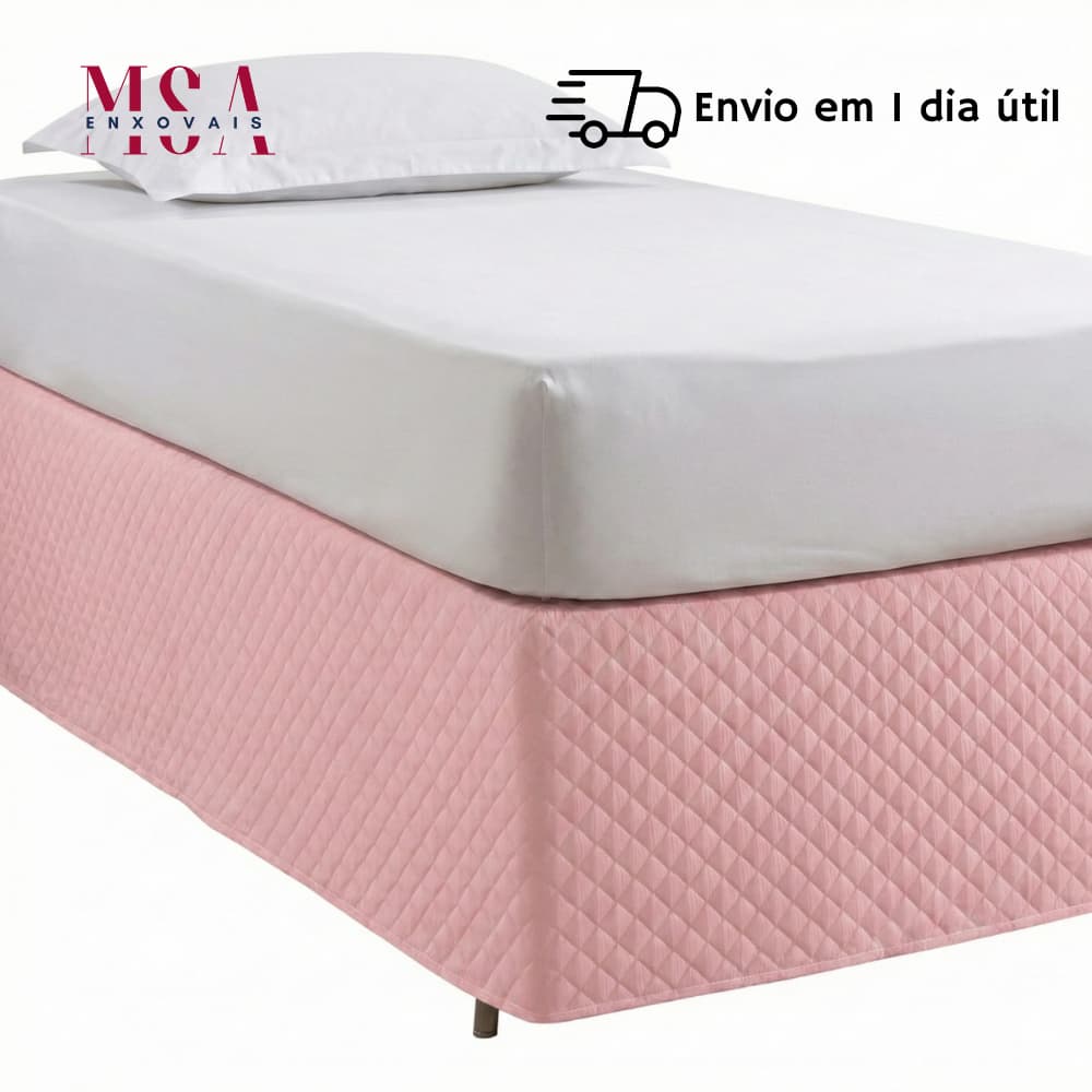Saia Box Cama Solteiro Microfibra 100% Poliéster Matelado Ultrassônico Com Elástico