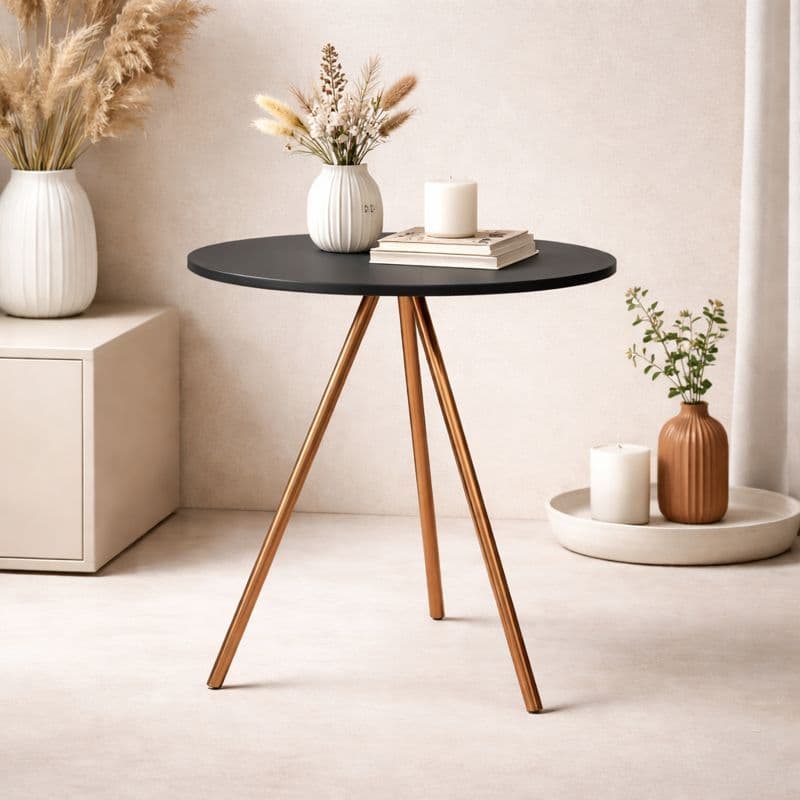 Mesa Lateral Gabriela Tampo MDF Design Moderno Elegante Apoio Base em Aço Promoção Casa Decoração