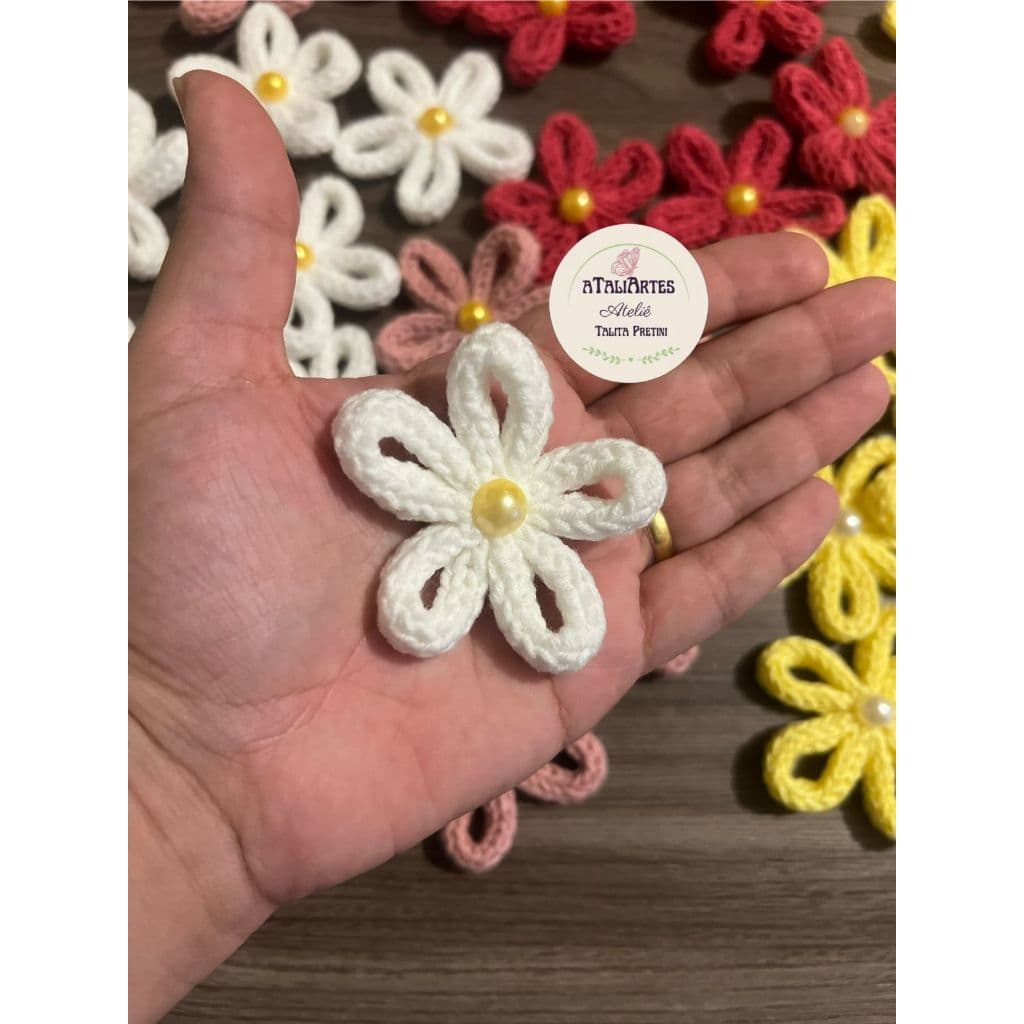 aTaliArtes - Flor ou Laço de tricotin para aplicação