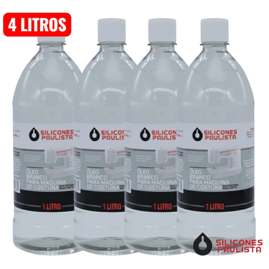 Kit 4 Litros Óleo Branco Máquina Costura - Silicones Paulista