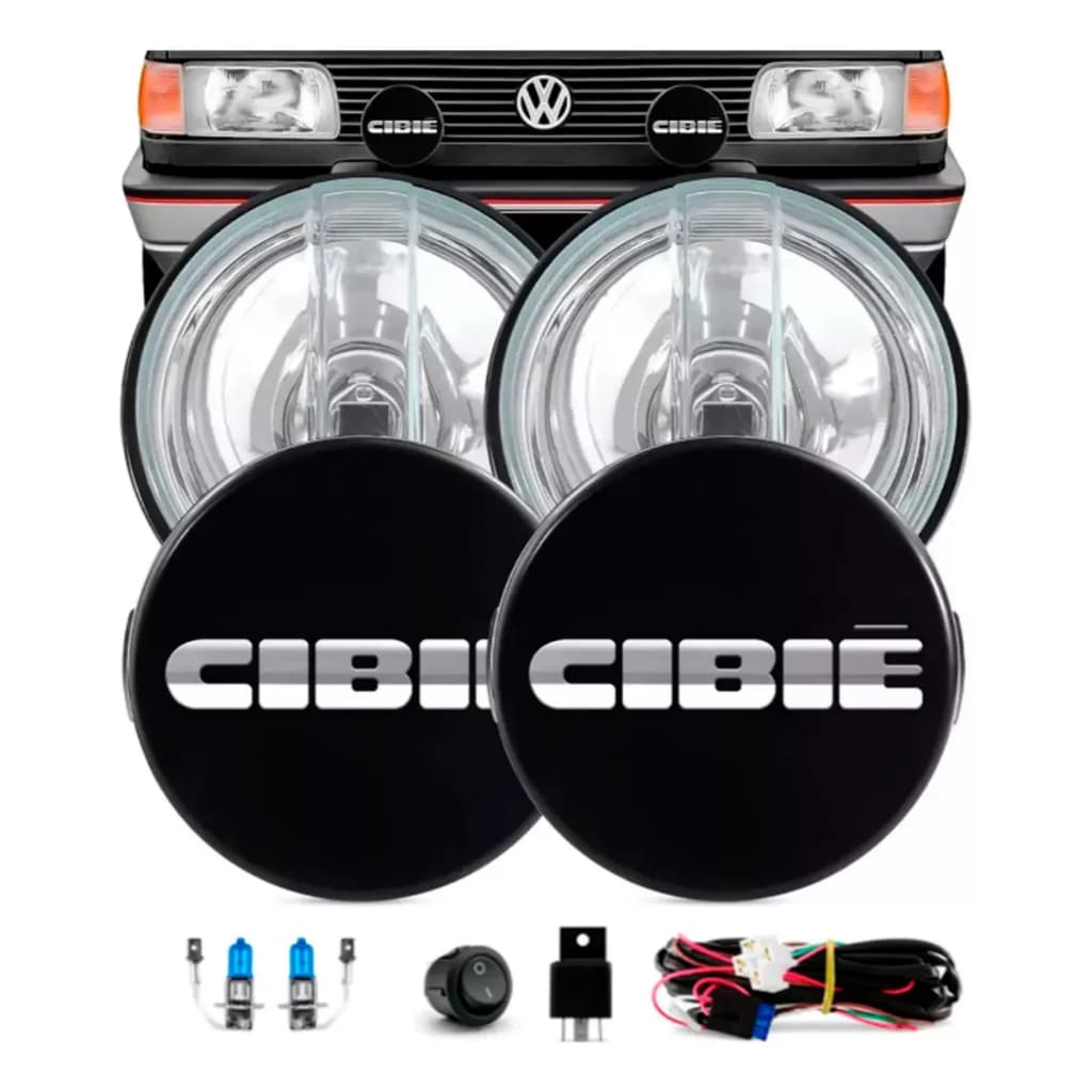 Kit Farol Milha Auxiliar Redondo Fusca Brasilia Capa Cibie