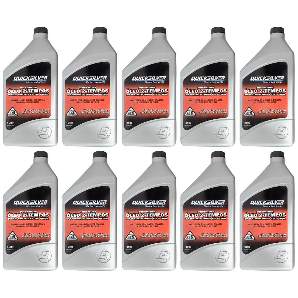 Óleo Quicksilver Tcw3 2 Tempos 1 Litro Kit C/10