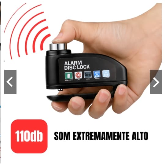 Cadeado Trava Disco C/ Alarme Cadeado Antifurto Freio Moto Universal