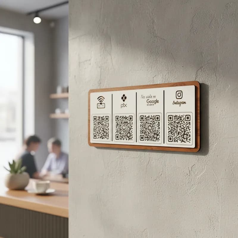 Placa de Qrcode Personalizável - Wi-Fi, PIX, Avaliação Google e Instagram