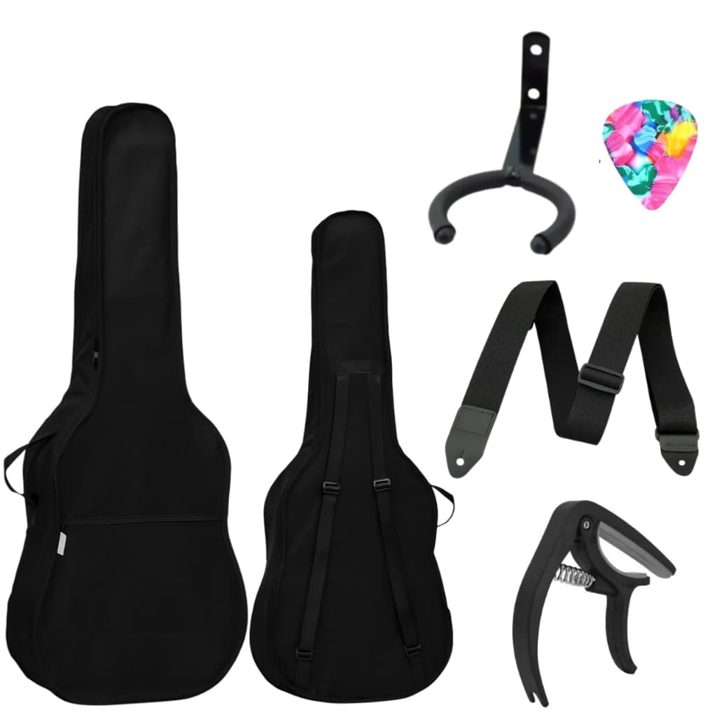 Capa Para Violão + Correia + Capotraste + Suporte Para Violão + Palheta