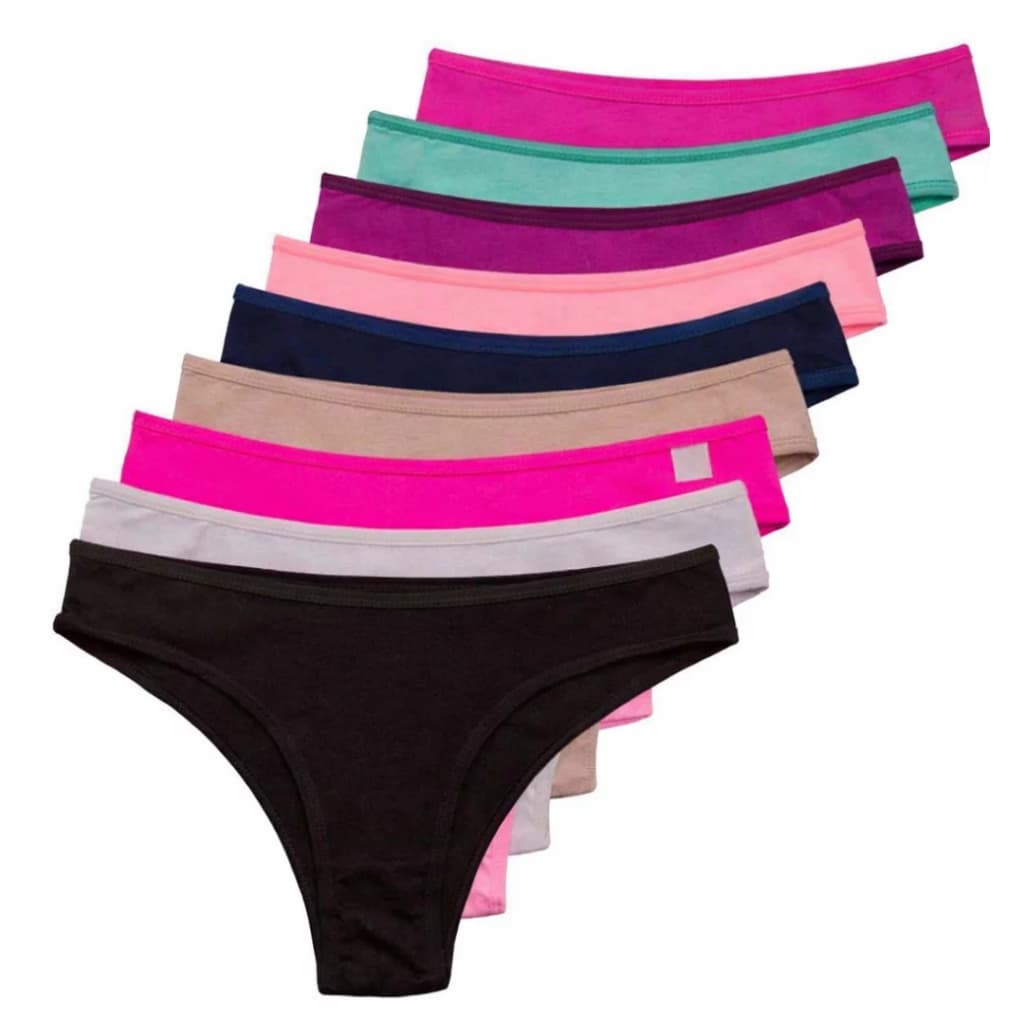 Kit 10 Calcinhas Femininas Adulto Casual em Algodão Tanga Macia Confortável Respirável