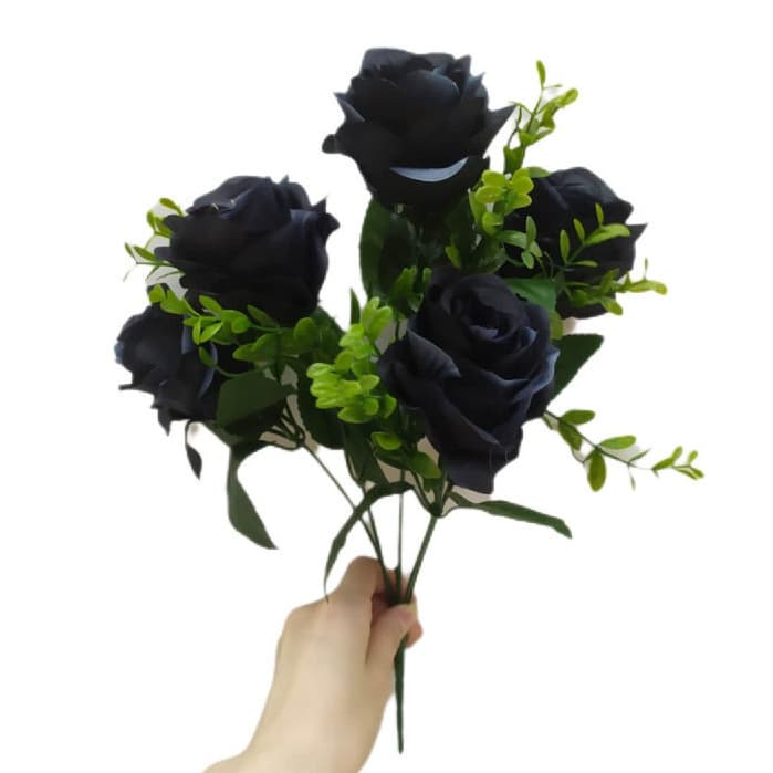 Buquê Rosa Preto Artificial Casa Decoração P/casamento 40cm