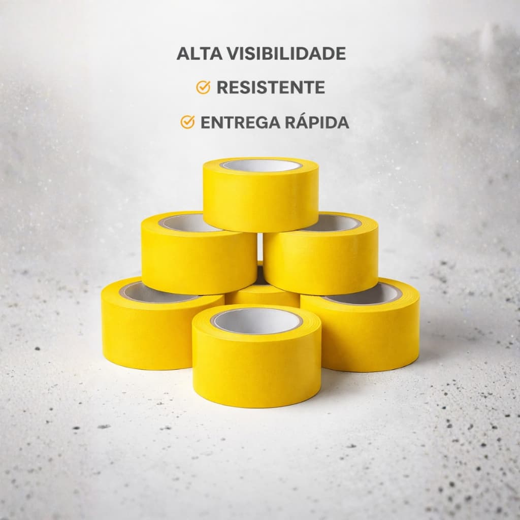 Fita Amarela de Demarcação de Solo 48mm x 30m Alta Visibilidade Industrial