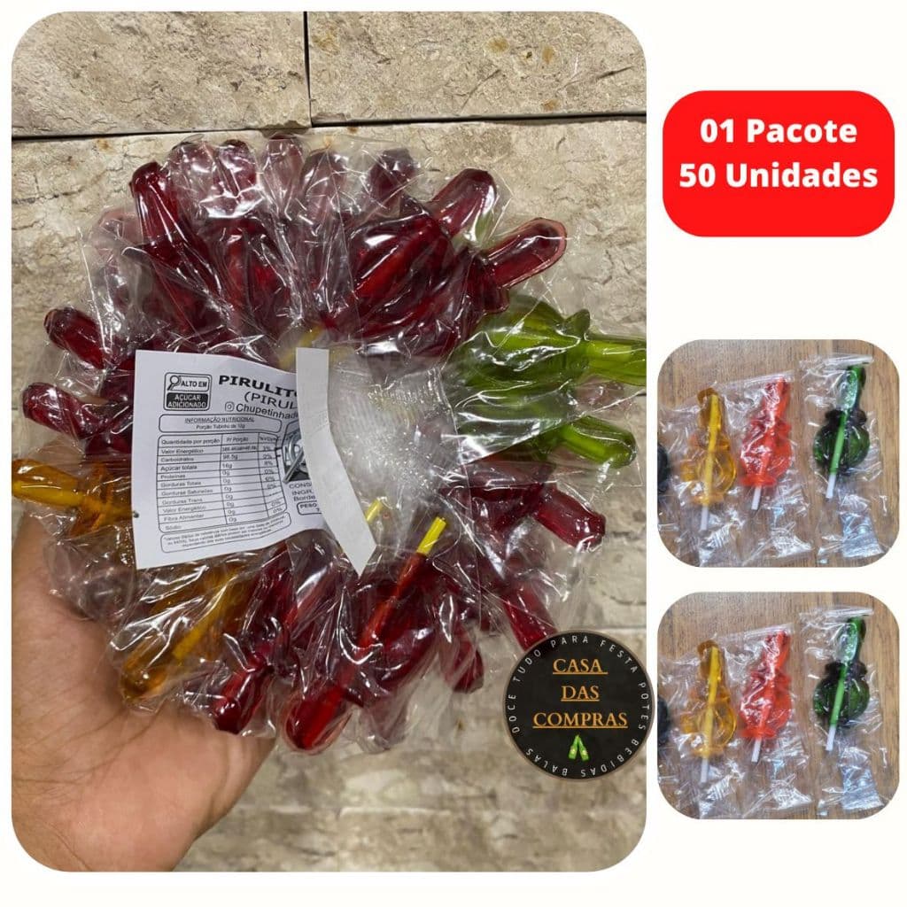 Pirulito Chupeta Colorido com 50 Unidades Pacote com 700 gramas