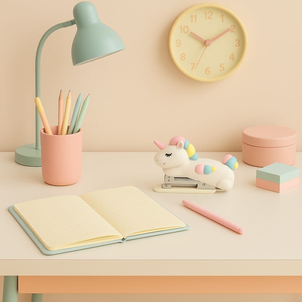 Mini Grampeador Com Grampo Emborrachado Unicornio Escolar Volta Aulas Grampeador Unicornio