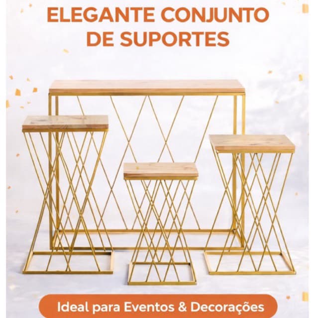 Quarteto de mesa em ferro Treliça kit com 4 peças festa decoração mesa grande