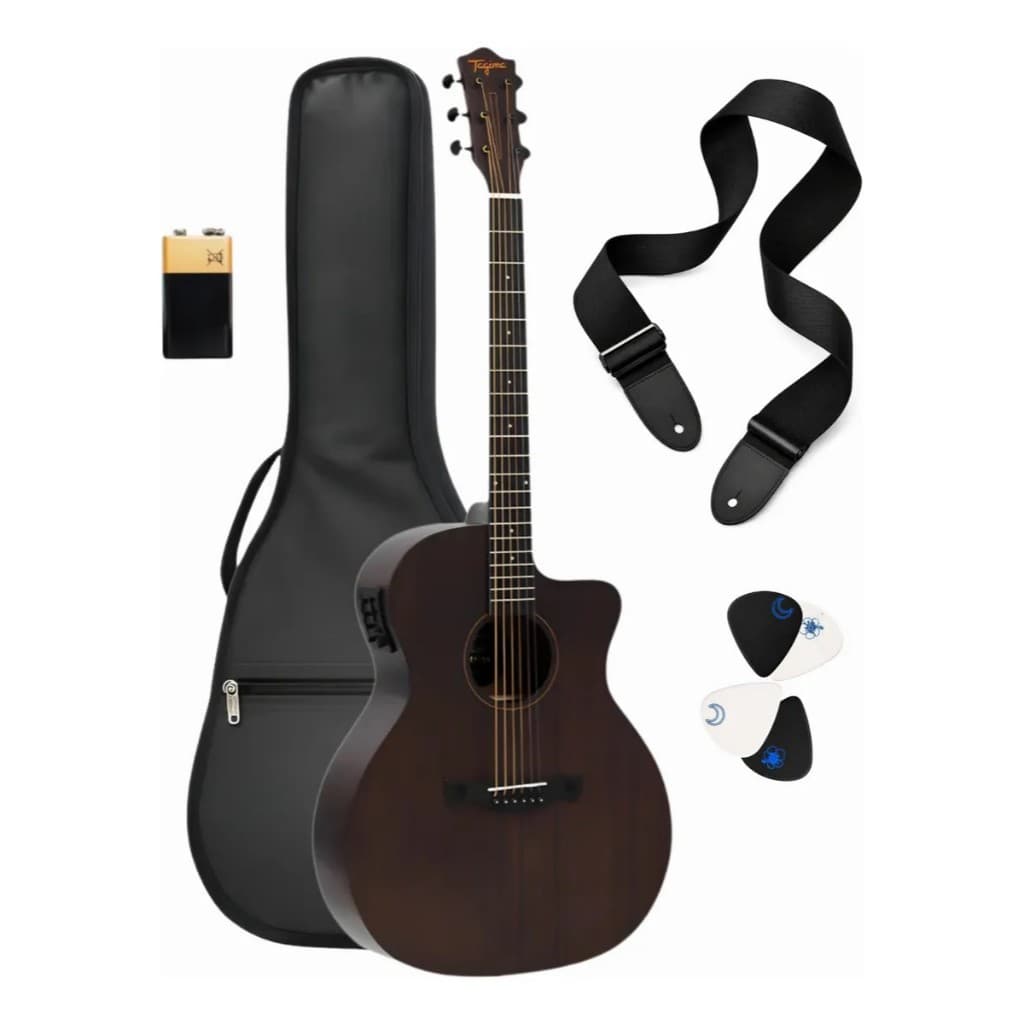 Kit Violão Tagima Grand Auditorium Cutaway Dallas Gran Dark Mahogany Open Pore Destro