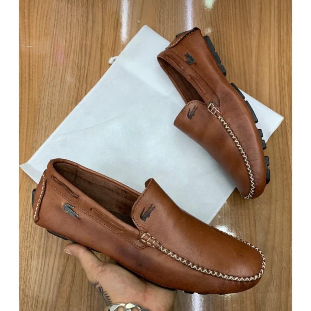 Mocassim Masculino Lacos em Couro com Costura Reforçada - Casual Premium Cor: Whisky