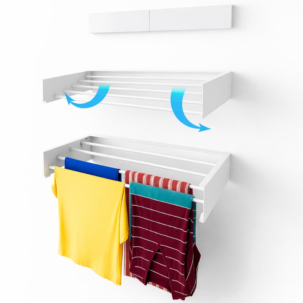 Varal Retrátil de Embutir 70cm Parede Alumínio Dobrável Compacto para Lavanderia Apartamento Casa