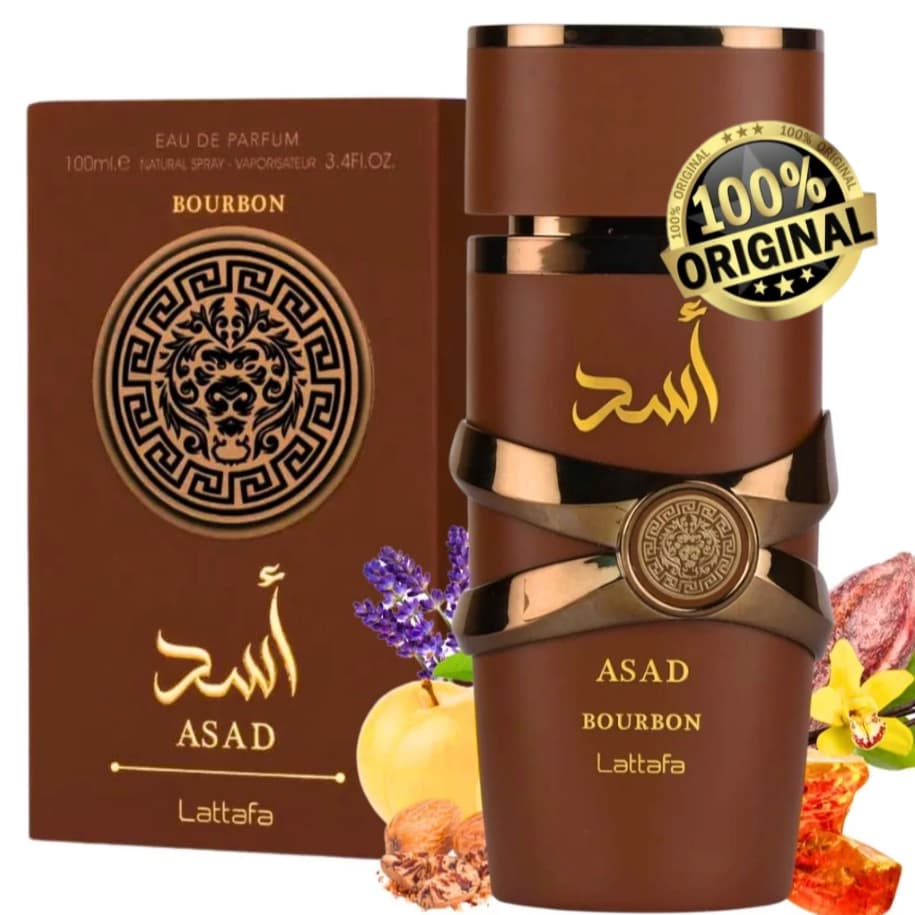 Perfume Árabe Lattaffa Asad BOURBON Eau e Parfum Marrom Original - 100 ml