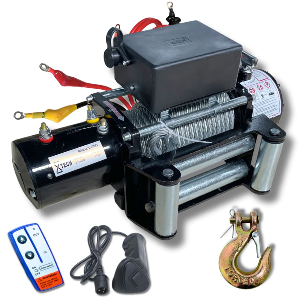 Guincho Elétrico De 12v 12000lbs 5443kg Jeep Troller C/ Cabo 12v
