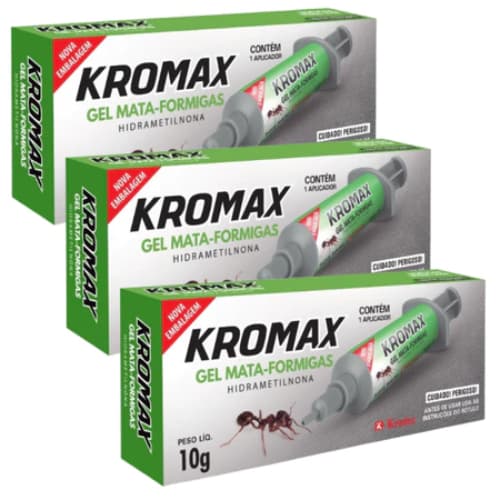 Kit 3 Un Mata Formigas Gel Inseticida Kromax Seringa 10gr un