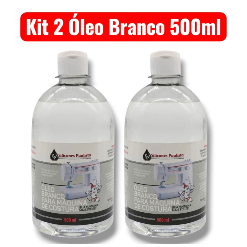 Kit 2 Óleo Branco 500ml Máquina Costura - Silicones Paulista