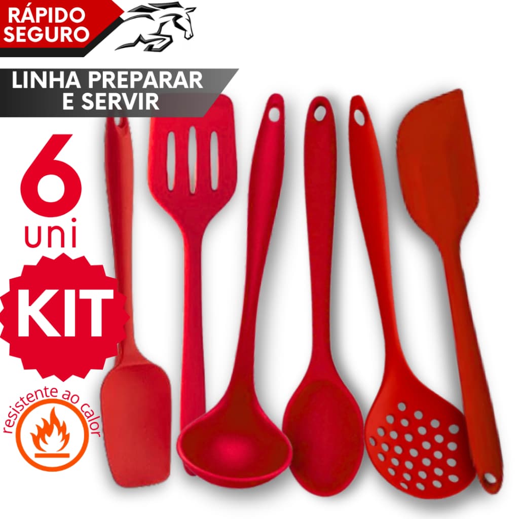 Utensílios de Silicone Reforçado Não Risca Panela Concha Colher Espátula Escumadeira