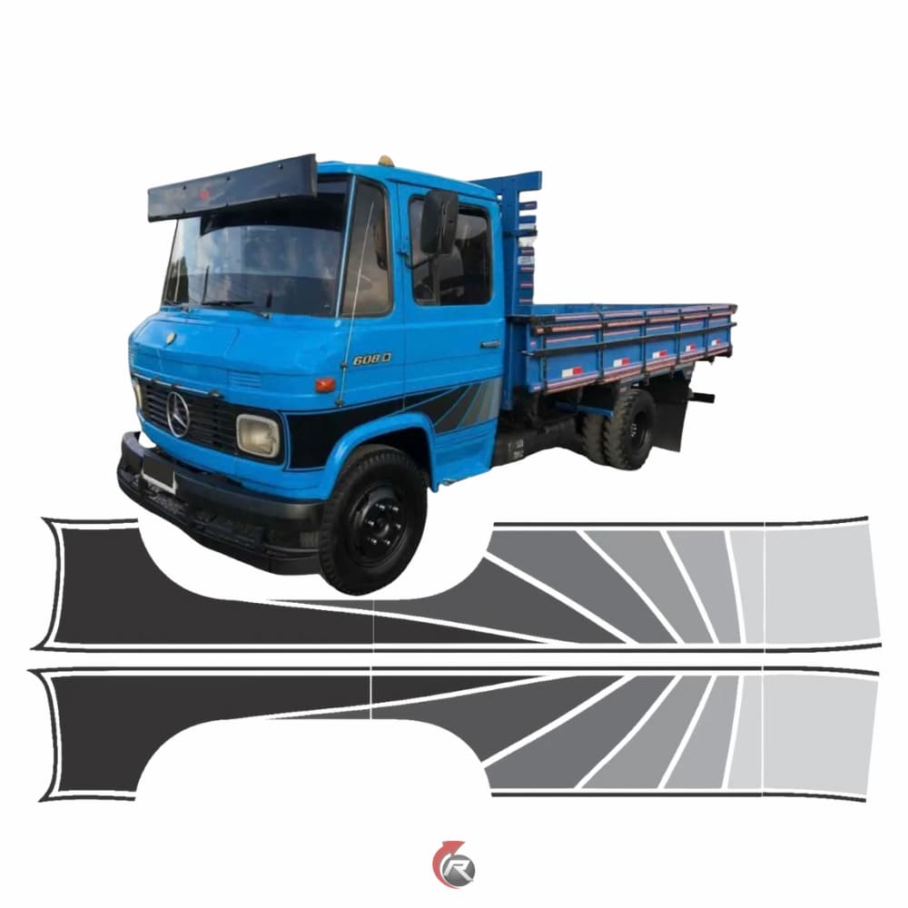 Kit Adesivo Faixa Lateral Caminhão Mercedes Benz Mb 608