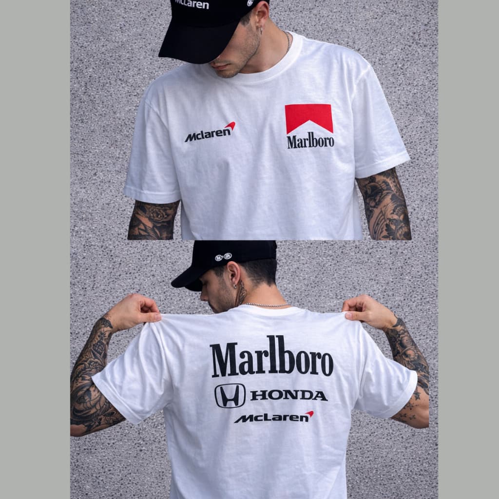 Camiseta Mclaren Honda Marlboro Confortável Camisa Masculina Manga Curta 100% Algodão 30.1