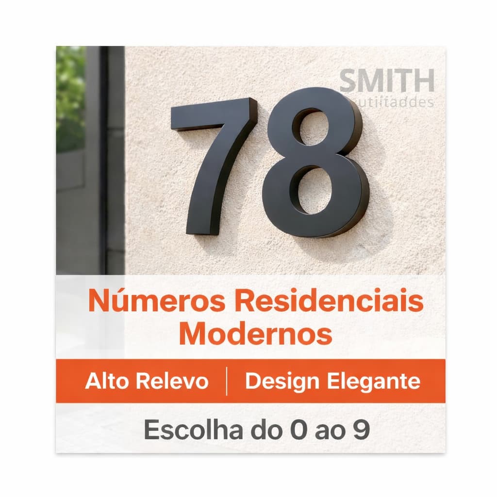 Números Residenciais Modernos 3D – Instalação Sem Furo – Escolha do 0 ao 9