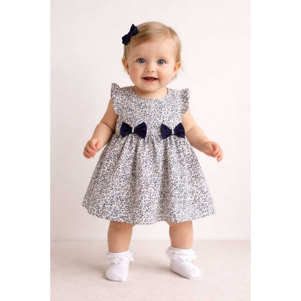 VESTIDO INFANTIL PARA BEBÊ RODADO COM LAÇOS BORDADO A MAO EM CREPE LAÇOS VESTIDO CREPE AZUL