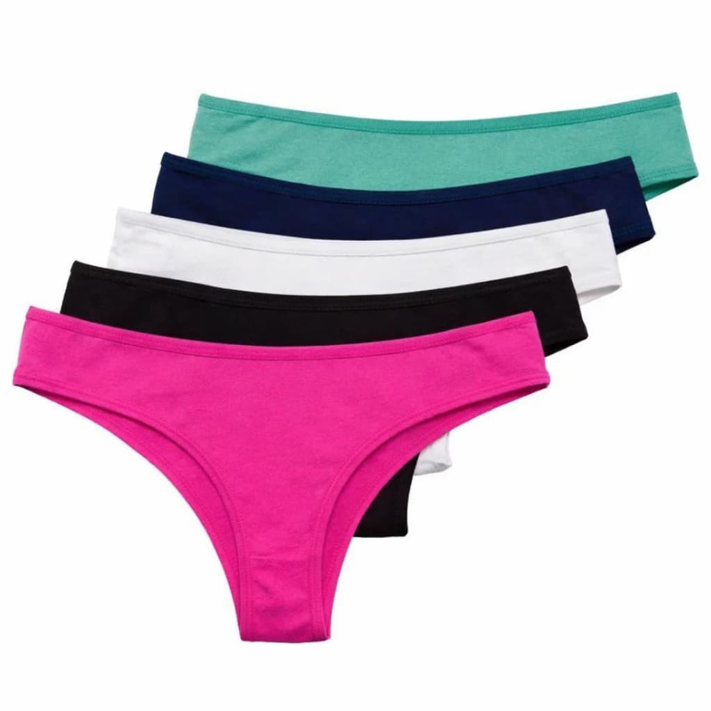 Kit 5 Unidades Calcinha Algodão Feminina Adulto Básica Confortável Tamanho P M G GG