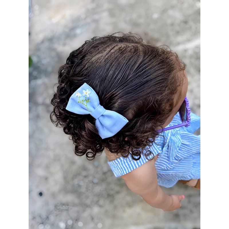 Laço de linho /laço de linho bordado /laço de tecido /laço de cabelo infantil