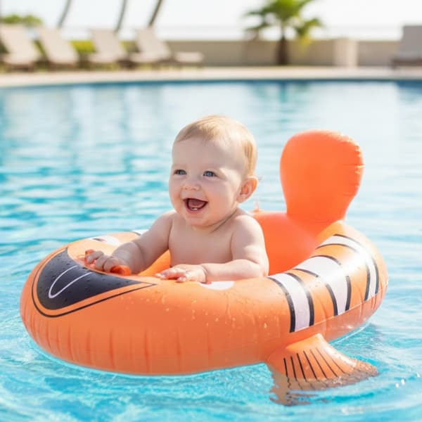 BÓIA / BOTE INFLÁVEL FRALDA PARA BEBE COM ENCOSTO E PEGADOR BICHINHO TOP KIDS CRIANÇA PISICINA PRAIA
