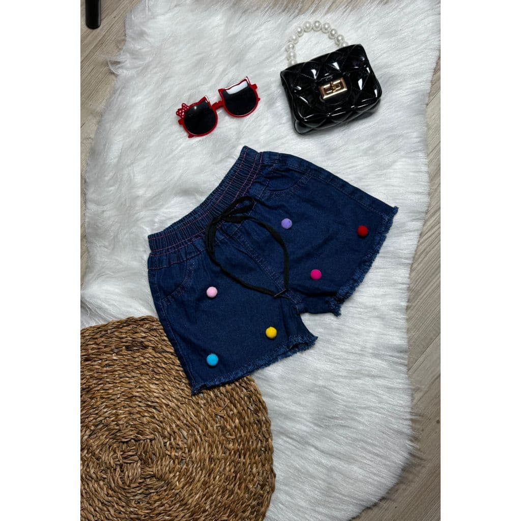 Bermudinha Shorts Menina com Pompom Infantil