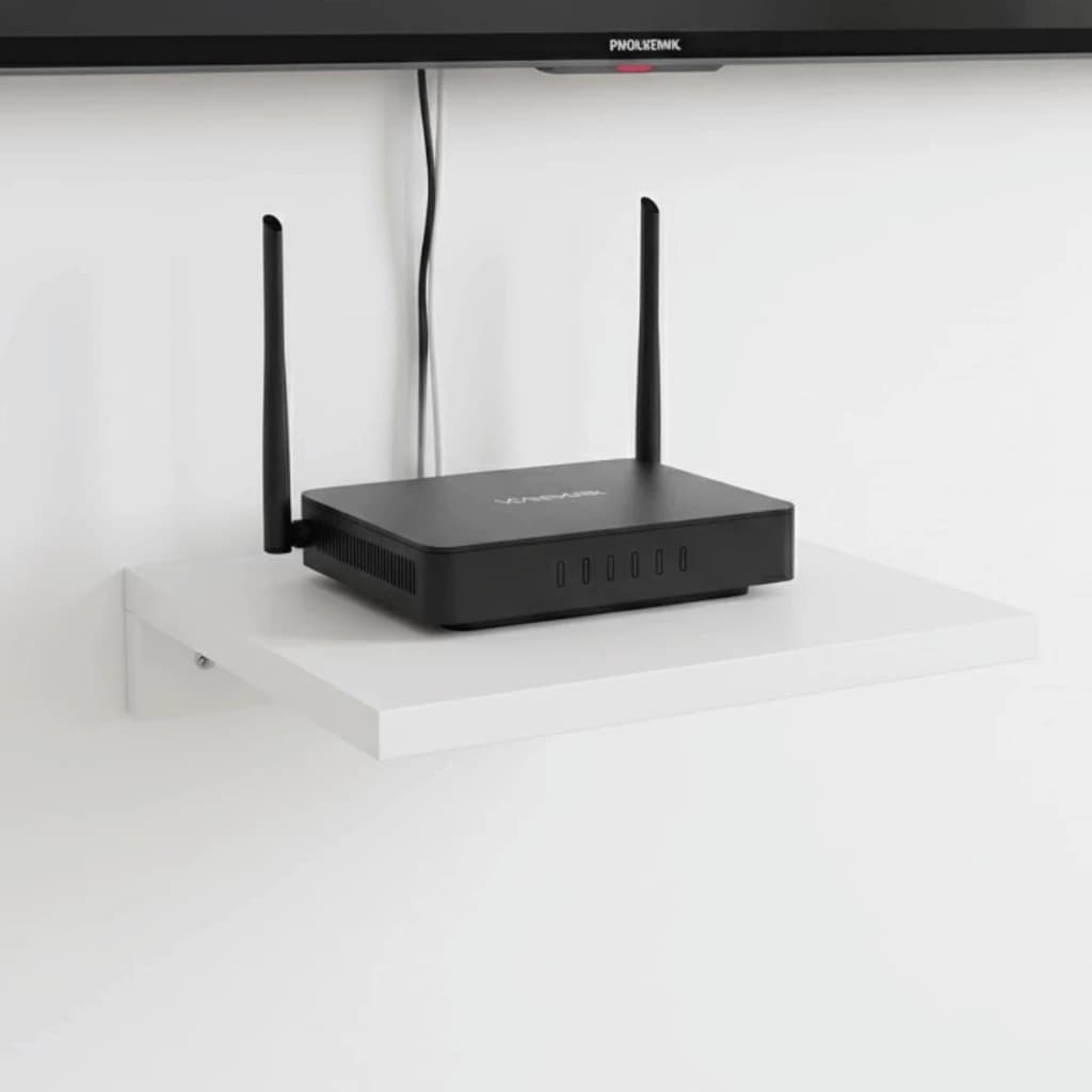 Suporte Parede Para Roteador Modem TV Box Wifi Conversor MDF 24x20 Pratileira Escritório
