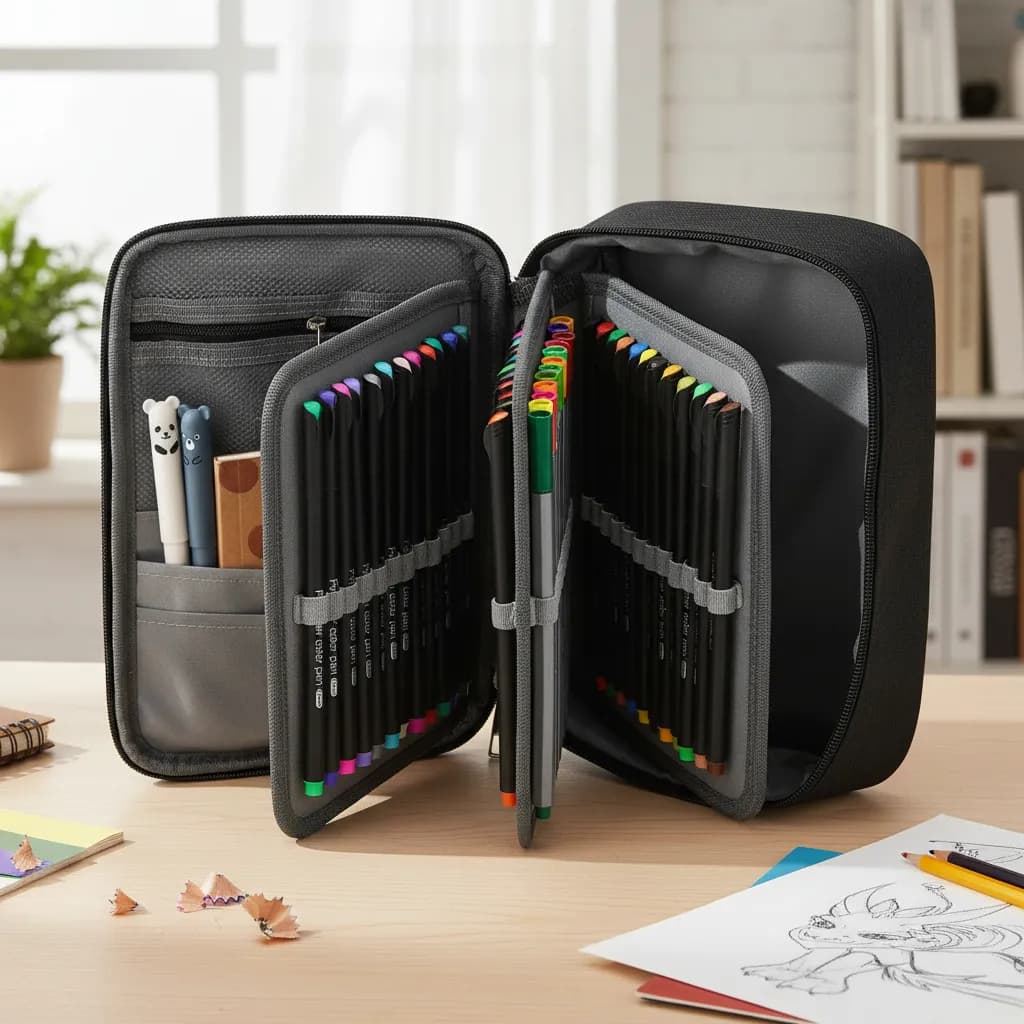 Estojo Escolar Triplo Box Organizador Com Divisórias Feminino E Masculino Menina e Menino