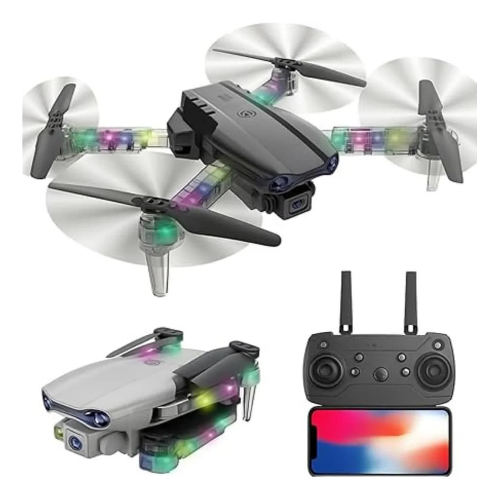 Drone Mini Dobrável Kapbom KA-WRJ12 Preto Câmera HD Wi-Fi Bateria Dupla
