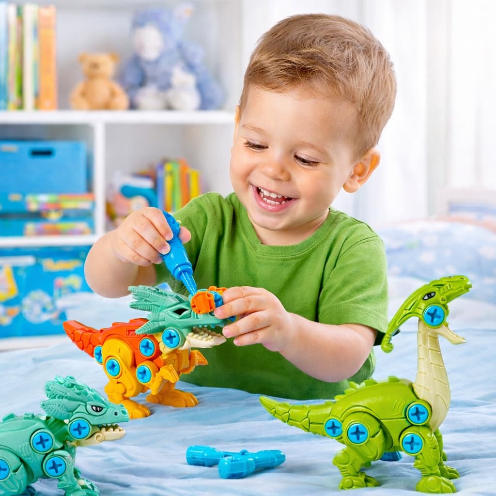 Kit 4 Dinossauros Monta e Desmonta Educativo Pedagógico
