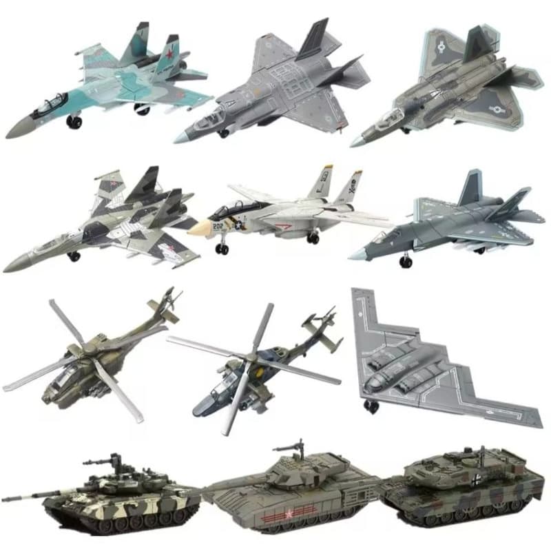 Avião, tanque, helicóptero de guerra de blocos de construção da série militar brinquedos decorativos
