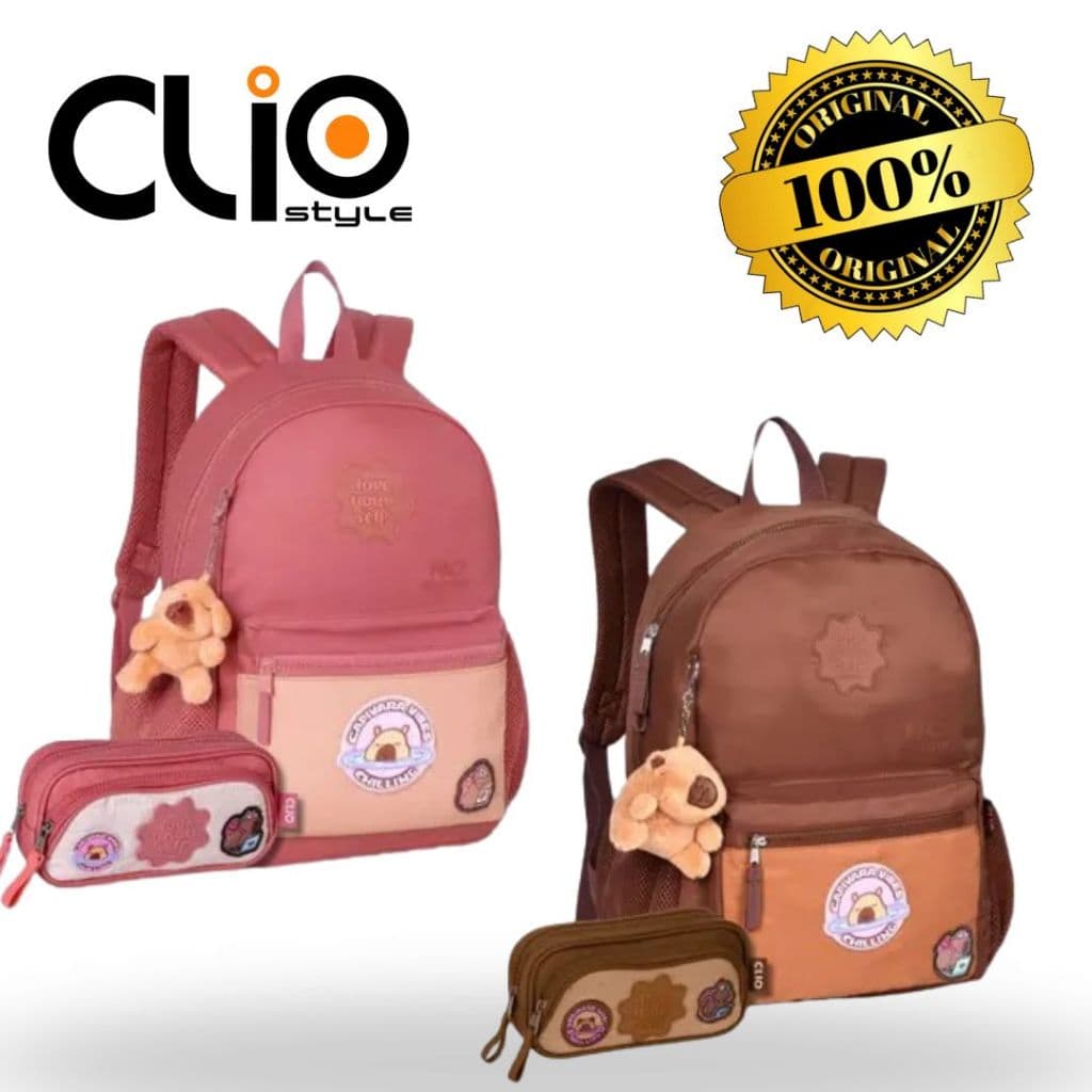 Kit Mochila Capivara de Costas E Estojo Duplo Juvenil - Clio Style