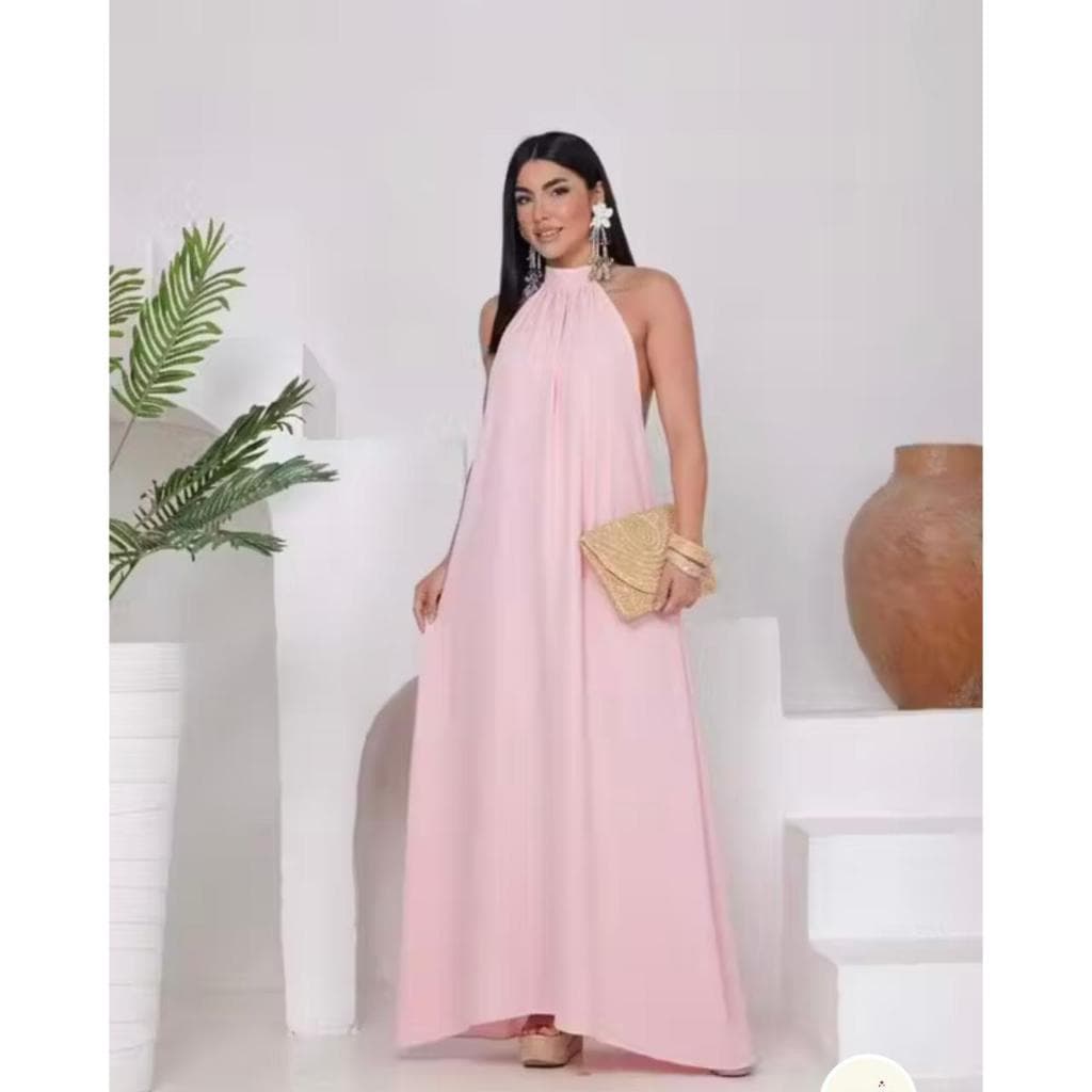 Vestido Longo Gola Alta Frente Única Costa Nua Festa Madrinha Formatura