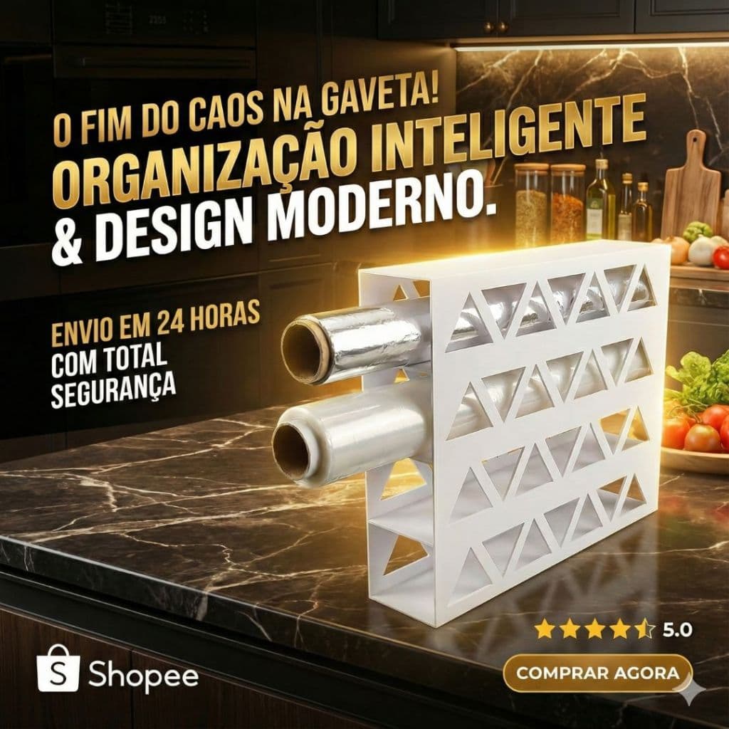 Organizador Rolo Papel Alumínio Filme Plastico Organizadores de Armário Cozinha Organizadores Casa