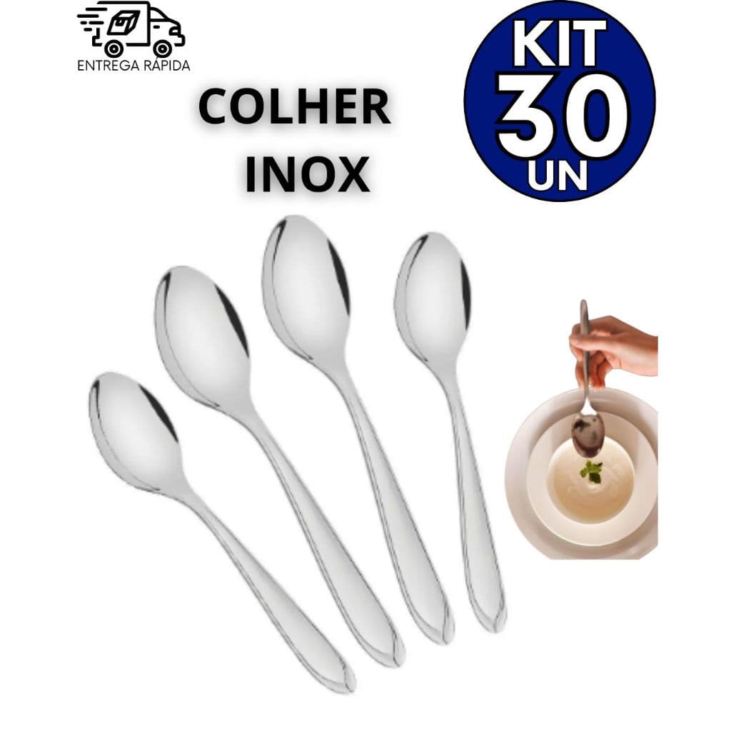 Jogo Promocional 30 Talheres Aço Inoxidável Premium Buffet Cozinha Restaurante