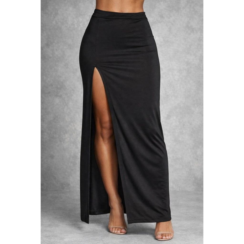 Saia Midi Feminina com Fenda Lateral Estilo Casual Chic