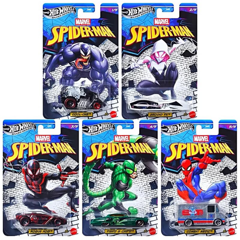 Carrinho Hot Wheels Homem Aranha Marvel Spider Man Silver Series / Set completo hot wheels homem aranha