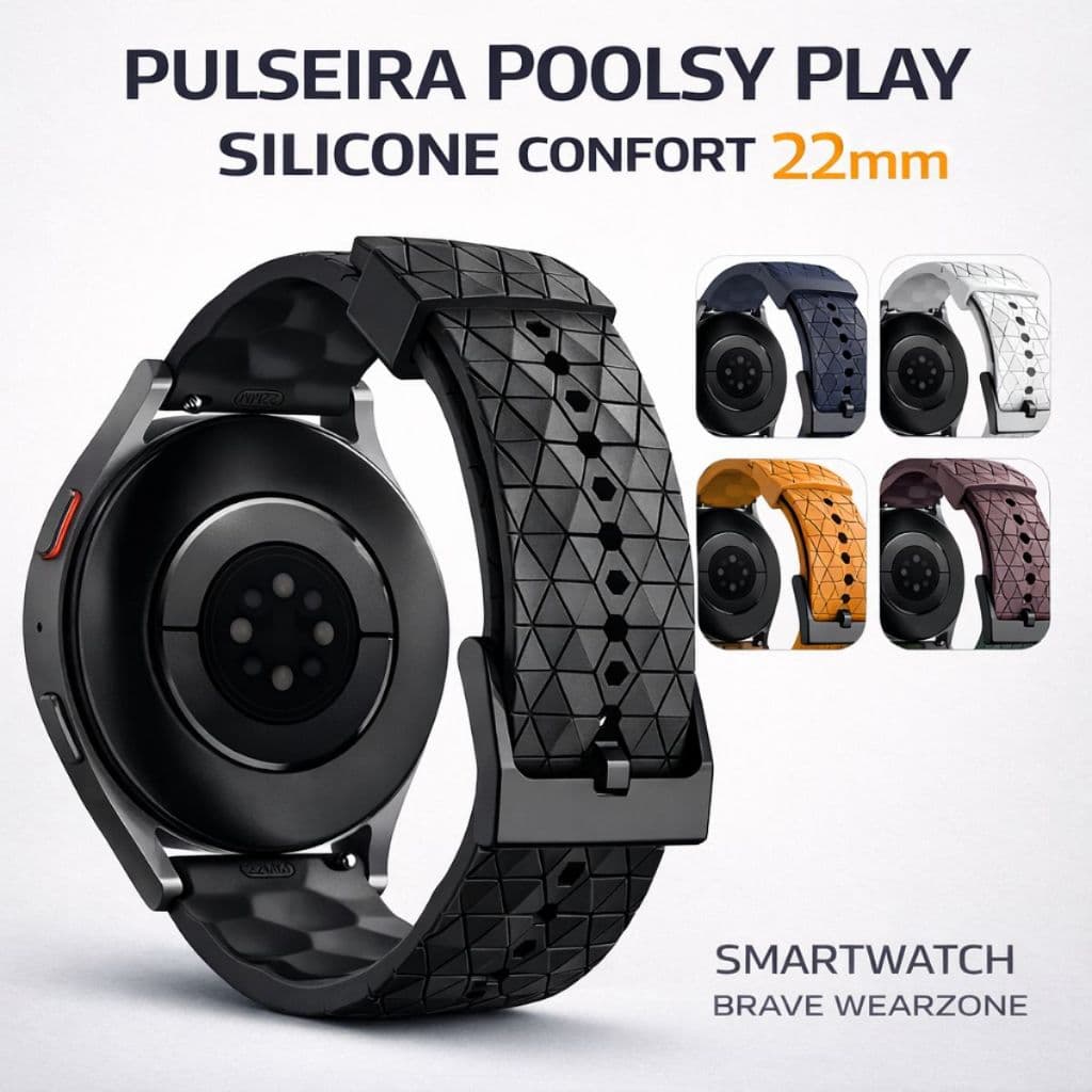 PULSEIRA PARA RELÓGIO INTELIGENTE BRAVE WEARZONE POOLSY SILICONE PLAY 22MM - CONFORTÁVEL E DURÁVEL