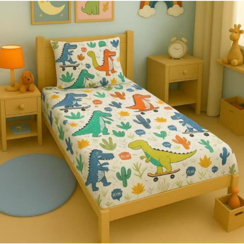 Jogo de Lençol Solteiro 02 Peças Microfibra Estampada Floral Geométrico