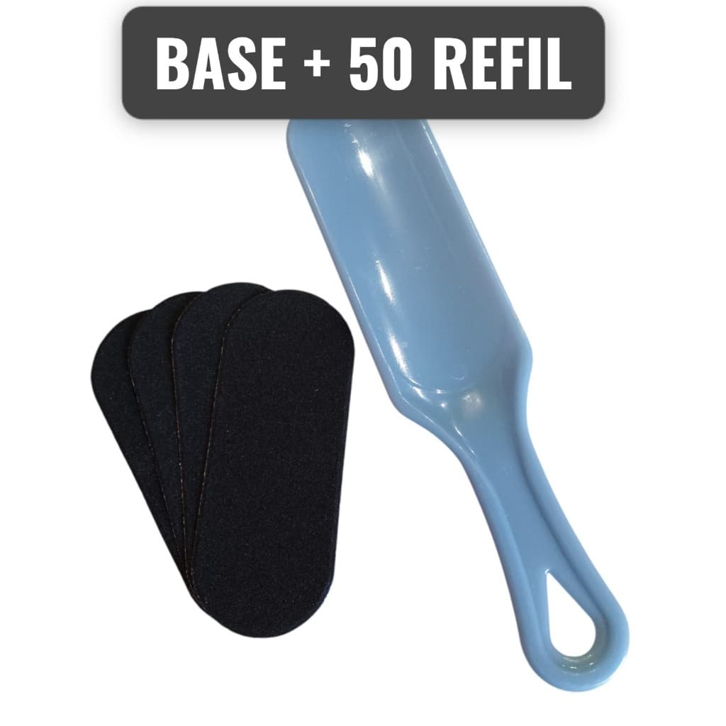 Kit Lixa Base + 50 Lixa Refil Descartável Pedicure p/ os Pés PRETO
