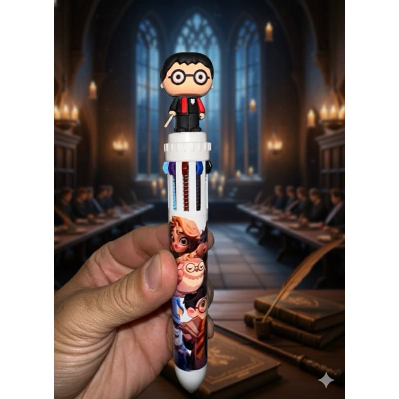 Caneta 10 Cores Harry Potter Multicolorida – Caneta Decorada Estilo Mágico para Escola e Presente