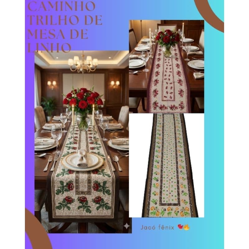 Caminho de Mesa Trilho de Mesa Tecido Linhão diversas Cores Estampados